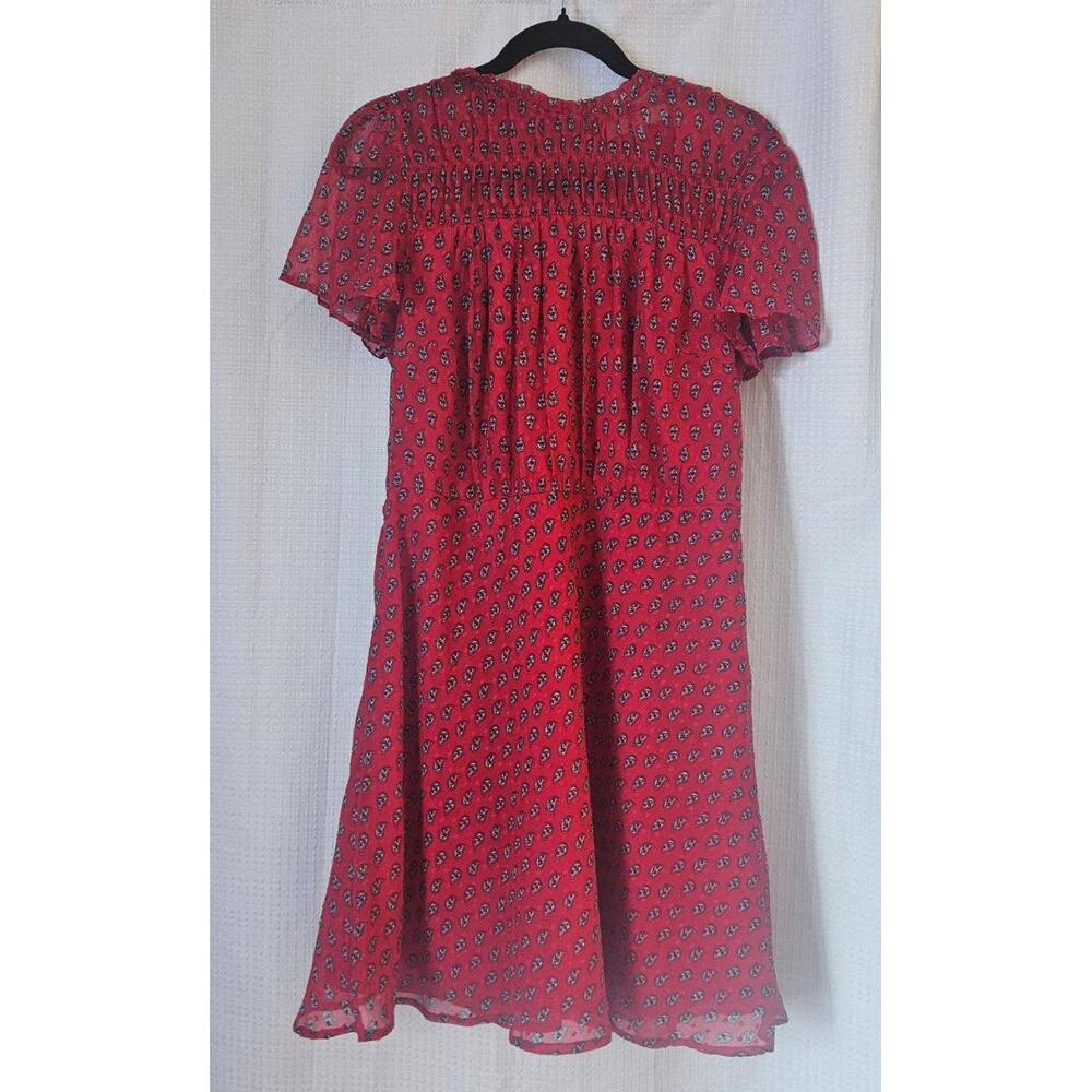 LOFT Dress Womens Size 6 Red Floral Print Short Sleeves Flowy Summer Casual